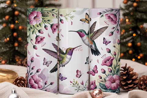Hummingbird & Butterfly 20oz Tumbler Sublimation DesignSVG 