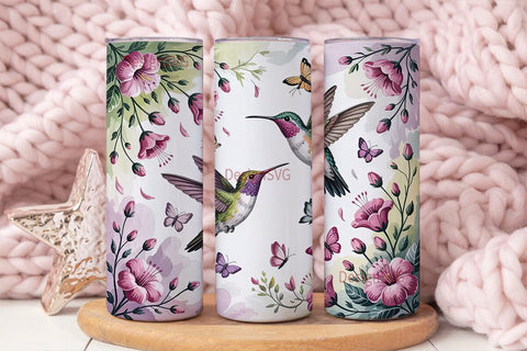 Hummingbird & Butterfly 20oz Tumbler Sublimation DesignSVG 