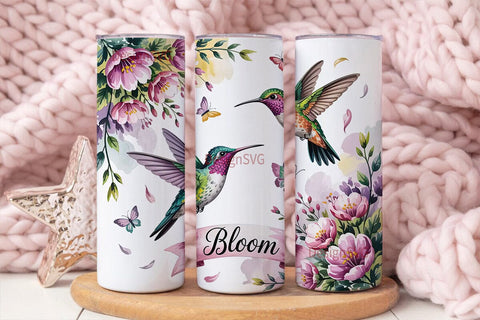Hummingbird & Butterfly 20oz Tumbler Sublimation DesignSVG 