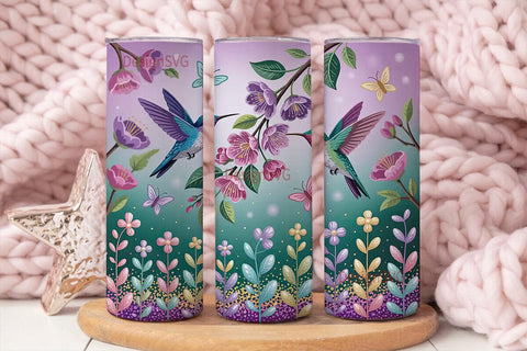 Hummingbird Cherry Blossom 20oz Tumbler Sublimation DesignSVG 
