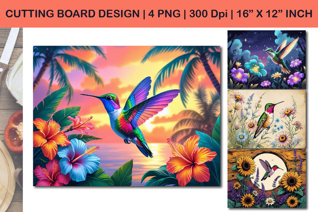 Hummingbird cutting board, tropical bird design Sublimation Paper Switch 