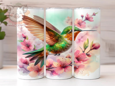 Hummingbird Floral 20 oz Skinny Tumbler Sublimation Design, Straight & Tapered Tumbler Png, Hummingbird Tumbler Png, Digital Download PNG Sublimation Lara' s Designs 