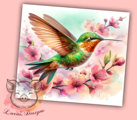 Hummingbird Floral 20 oz Skinny Tumbler Sublimation Design, Straight & Tapered Tumbler Png, Hummingbird Tumbler Png, Digital Download PNG Sublimation Lara' s Designs 