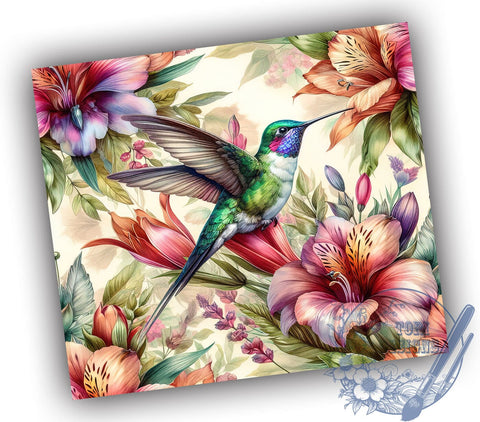 Hummingbird Floral 20oz Skinny Tumbler PNG, Hummingbird Tumbler Sublimation Wrap, Straight & Tapered Tumbler Wrap, Instant Digital Download Sublimation ToriDesigns 