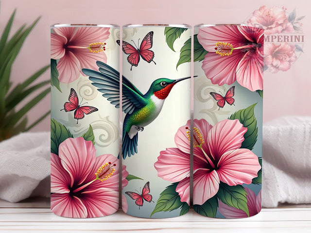 Hummingbird Floral 20oz Tumbler, Floral Tumbler Design, 20oz Sublimation Wrap, Nature Inspired Gift, Bird Lover Tumbler, Colorful Hummingbird Art, Floral Gift Idea Sublimation Li Zamperini 