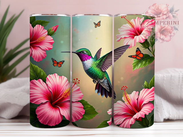Hummingbird Floral 20oz Tumbler, Floral Tumbler Design, 20oz Sublimation Wrap, Nature Inspired Gift, Bird Lover Tumbler, Colorful Hummingbird Art, Floral Gift Idea Sublimation Li Zamperini 