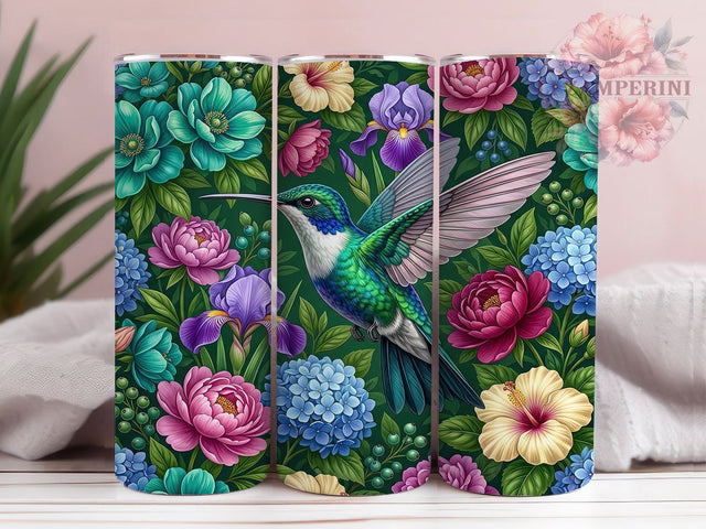 Hummingbird Floral 20oz Tumbler, Hummingbird Floral, Floral Hummingbird, Hummingbird Tumbler, 20oz Tumbler, Floral Tumbler, Bird Tumbler, Tumbler Wrap Sublimation Li Zamperini 