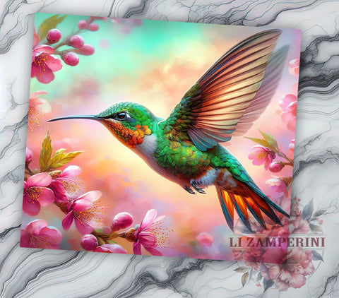 Hummingbird Floral 20oz Tumbler Wrap PNG, Hummingbird Tumbler PNG Sublimation Design, Straight & Tapered Tumbler Wrap, Instant Digital Download Sublimation Li Zamperini 