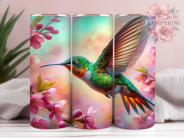 Hummingbird Floral 20oz Tumbler Wrap PNG, Hummingbird Tumbler PNG Sublimation Design, Straight & Tapered Tumbler Wrap, Instant Digital Download Sublimation Li Zamperini 