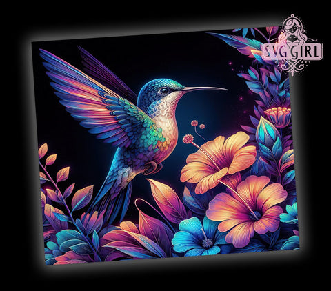 Hummingbird Floral 20oz Tumbler Wrap Sublimation Design, Straight Tapered Tumbler Wrap, Hummingbird Tumbler Png, Instant Digital Download Sublimation SvggirlplusArt 