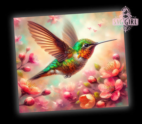 Hummingbird Floral 20oz Tumbler Wrap Sublimation Design, Straight Tapered Tumbler Wrap, Hummingbird Tumbler Png, Instant Digital Download Sublimation SvggirlplusArt 