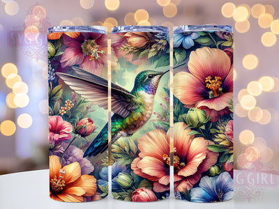 Hummingbird Floral 20oz Tumbler Wrap Sublimation Design, Straight Tapered Tumbler Wrap, Hummingbird Tumbler Png, Instant Digital Download Sublimation SvggirlplusArt 