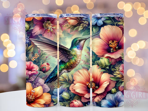 Hummingbird Floral 20oz Tumbler Wrap Sublimation Design, Straight Tapered Tumbler Wrap, Hummingbird Tumbler Png, Instant Digital Download Sublimation SvggirlplusArt 