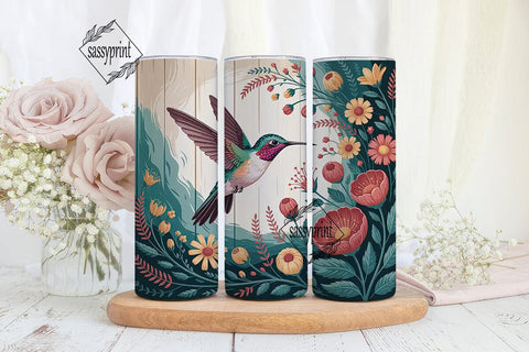 Hummingbird Floral 20oz Tumbler Wrap Sublimation sassyprint 