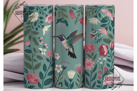 Hummingbird Floral 20oz Tumbler Wrap Sublimation sassyprint 