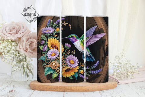 Hummingbird Floral 20oz Tumbler Wrap Sublimation sassyprint 