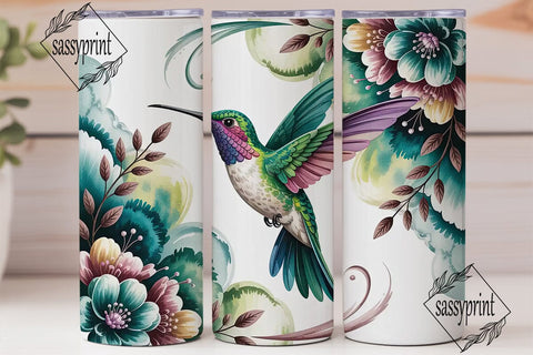 Hummingbird Floral 20oz Tumbler Wrap Sublimation sassyprint 
