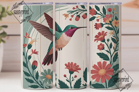 Hummingbird Floral 20oz Tumbler Wrap Sublimation sassyprint 