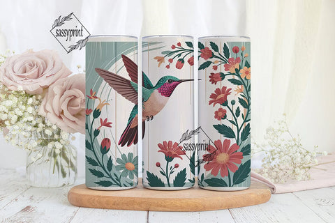 Hummingbird Floral 20oz Tumbler Wrap Sublimation sassyprint 