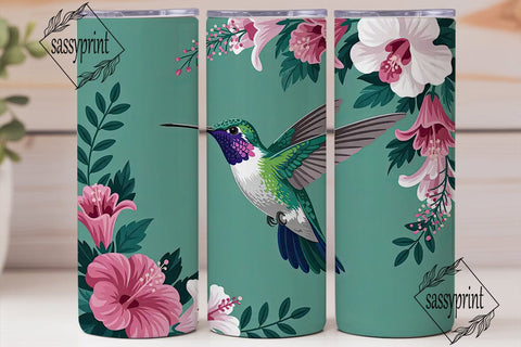 Hummingbird Floral 20oz Tumbler Wrap Sublimation sassyprint 
