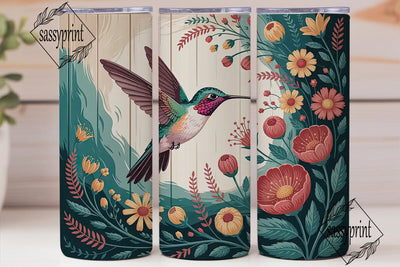Hummingbird Floral 20oz Tumbler Wrap Sublimation sassyprint 