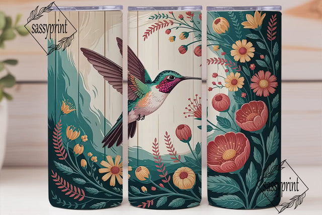 Hummingbird Floral 20oz Tumbler Wrap Sublimation sassyprint 