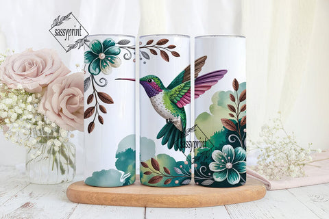 Hummingbird Floral 20oz Tumbler Wrap Sublimation sassyprint 