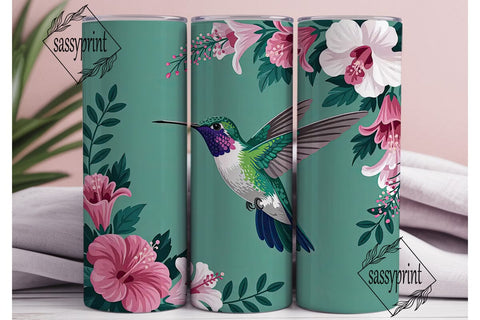 Hummingbird Floral 20oz Tumbler Wrap Sublimation sassyprint 