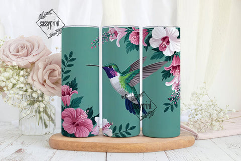 Hummingbird Floral 20oz Tumbler Wrap Sublimation sassyprint 