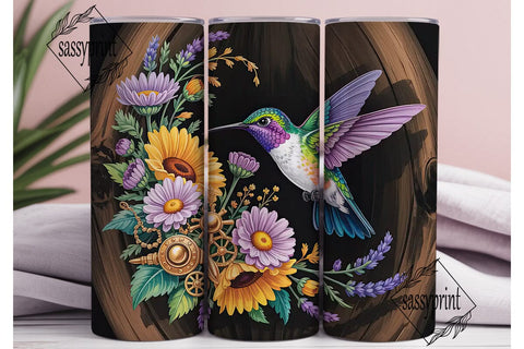 Hummingbird Floral 20oz Tumbler Wrap Sublimation sassyprint 