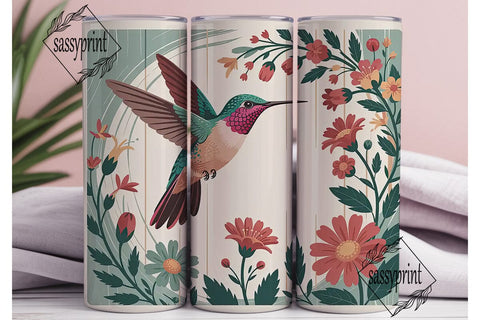 Hummingbird Floral 20oz Tumbler Wrap Sublimation sassyprint 