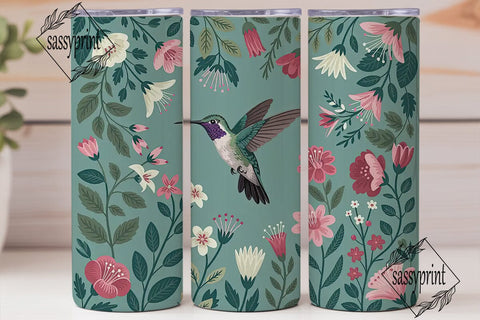 Hummingbird Floral 20oz Tumbler Wrap Sublimation sassyprint 