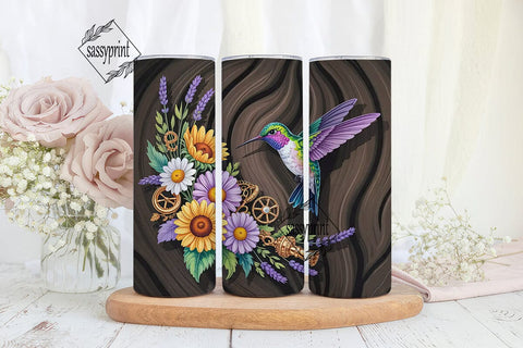 Hummingbird Floral 20oz Tumbler Wrap Sublimation sassyprint 