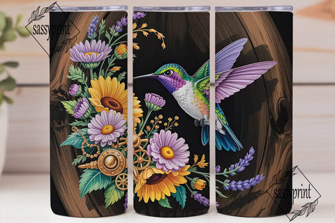 Hummingbird Floral 20oz Tumbler Wrap Sublimation sassyprint 