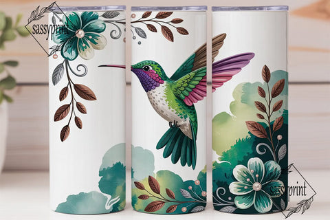 Hummingbird Floral 20oz Tumbler Wrap Sublimation sassyprint 