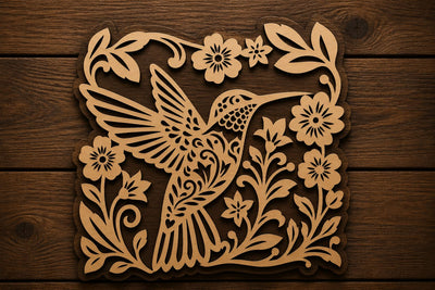 Hummingbird Floral Garden Wall Art Laser Cut SVG File SVG Regulrcrative 