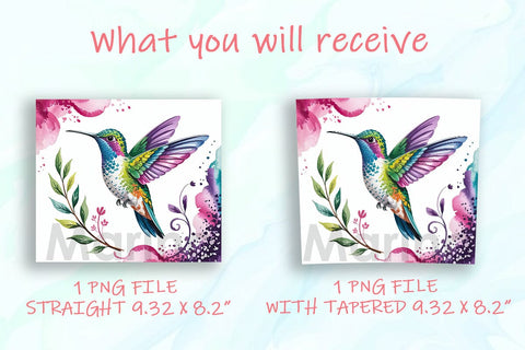 Hummingbird Floral Glitter 20oz Wrap Sublimation DesignSVG 