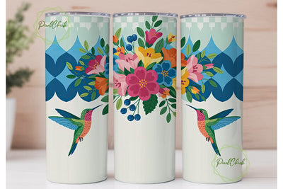 Hummingbird Floral Tumbler Wrap Sublimation PixelChick 