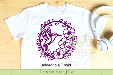 Hummingbird Floral Wreath SVG, Elegant Bird Wall Art Laser SVG APInspireddesigns 