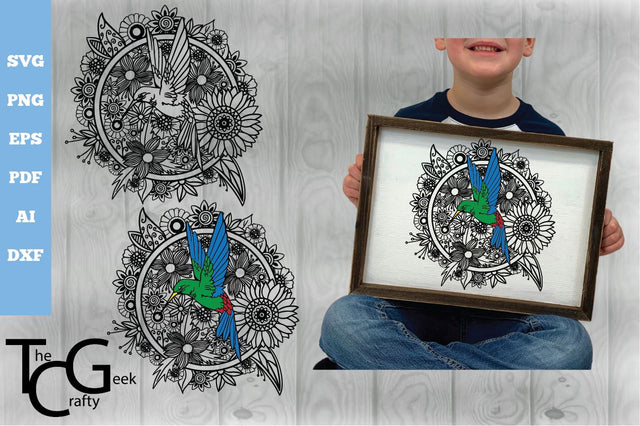 Hummingbird Floral Zentangle SVG SVG The Crafty Geek 