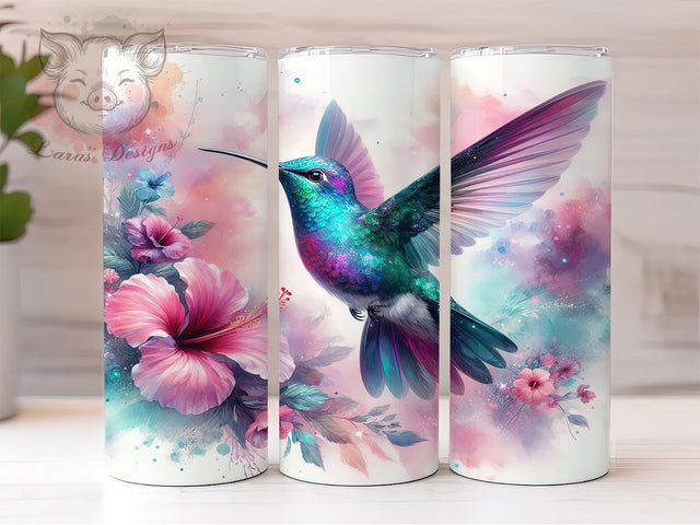 Hummingbird Flower Tumbler Wrap, Bird Lover Wrap, Flower Tumbler Design, 20oz Sublimation PNG, Nature Lover Tumbler, Hummingbird and Flowers Cup, Floral Tumbler Wrap Sublimation Lara' s Designs 