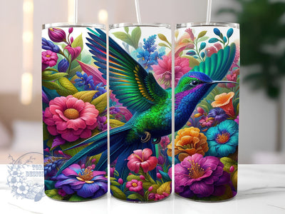 Hummingbird Flowers 20oz Skinny Tumbler, Hummingbird Tumbler Png, Straight & Tapered Tumbler Wrap, Instant Digital Download Sublimation ToriDesigns 