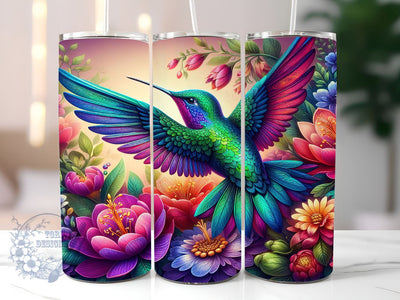 Hummingbird Flowers 20oz Skinny Tumbler, Hummingbird Tumbler Png, Straight & Tapered Tumbler Wrap, Instant Digital Download Sublimation ToriDesigns 