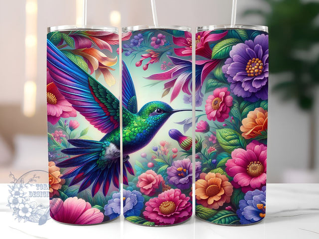 Hummingbird Flowers 20oz Skinny Tumbler, Hummingbird Tumbler Png, Straight & Tapered Tumbler Wrap, Instant Digital Download Sublimation ToriDesigns 
