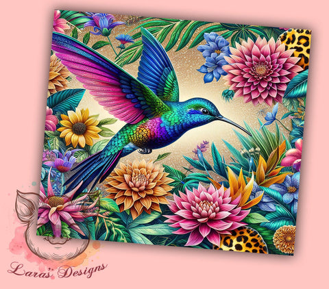Hummingbird Flowers 20oz Tumbler Png, Straight & Tapered Tumbler Png, Hummingbird Tumbler Png, Digital Download PNG Sublimation Lara' s Designs 