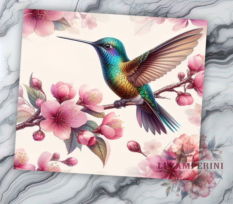 Hummingbird Flowers 20oz Tumbler Wrap PNG, Hummingbird Tumbler Png, Straight & Tapered Tumbler Wrap, Instant Digital Download Sublimation Li Zamperini 
