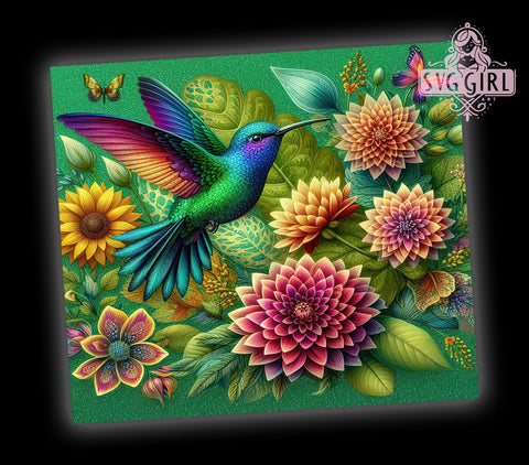 Hummingbird Flowers 20oz Tumbler Wrap Sublimation Design, Straight Tapered Tumbler Wrap, Hummingbird Tumbler Png, Instant Digital Download Sublimation SvggirlplusArt 
