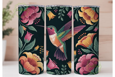 Hummingbird & Flowers 20oz Tumbler Wrap Sublimation PixelChick 