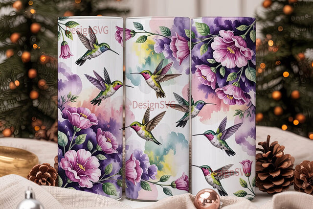 Hummingbird Garden 20oz Tumbler Wrap Sublimation DesignSVG 