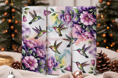 Hummingbird Garden 20oz Tumbler Wrap Sublimation DesignSVG 